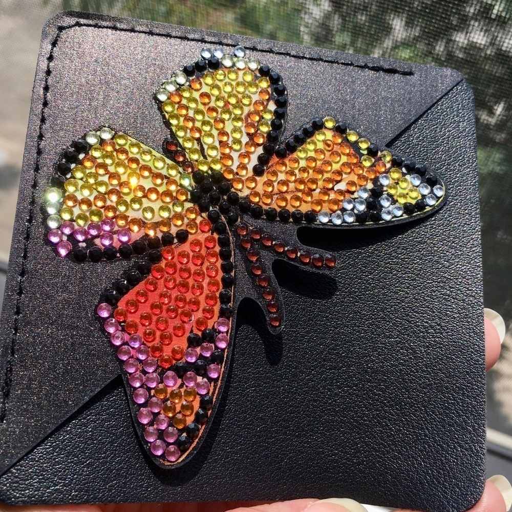 Diamond Art Butterfly Corner Bookmark, Colorful, Sparkly, Bling (ORNG/YLW/PINK) - Picture 6 of 17